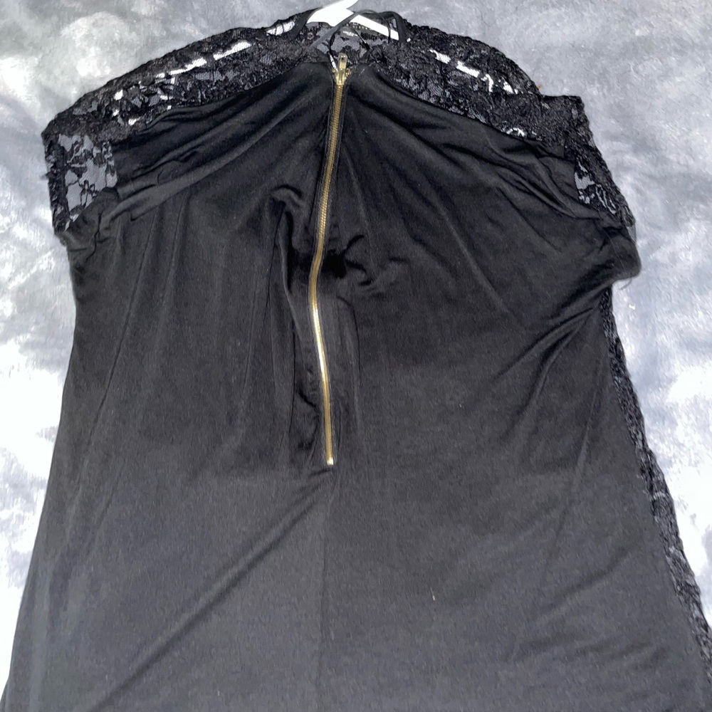 Black zip front blouse